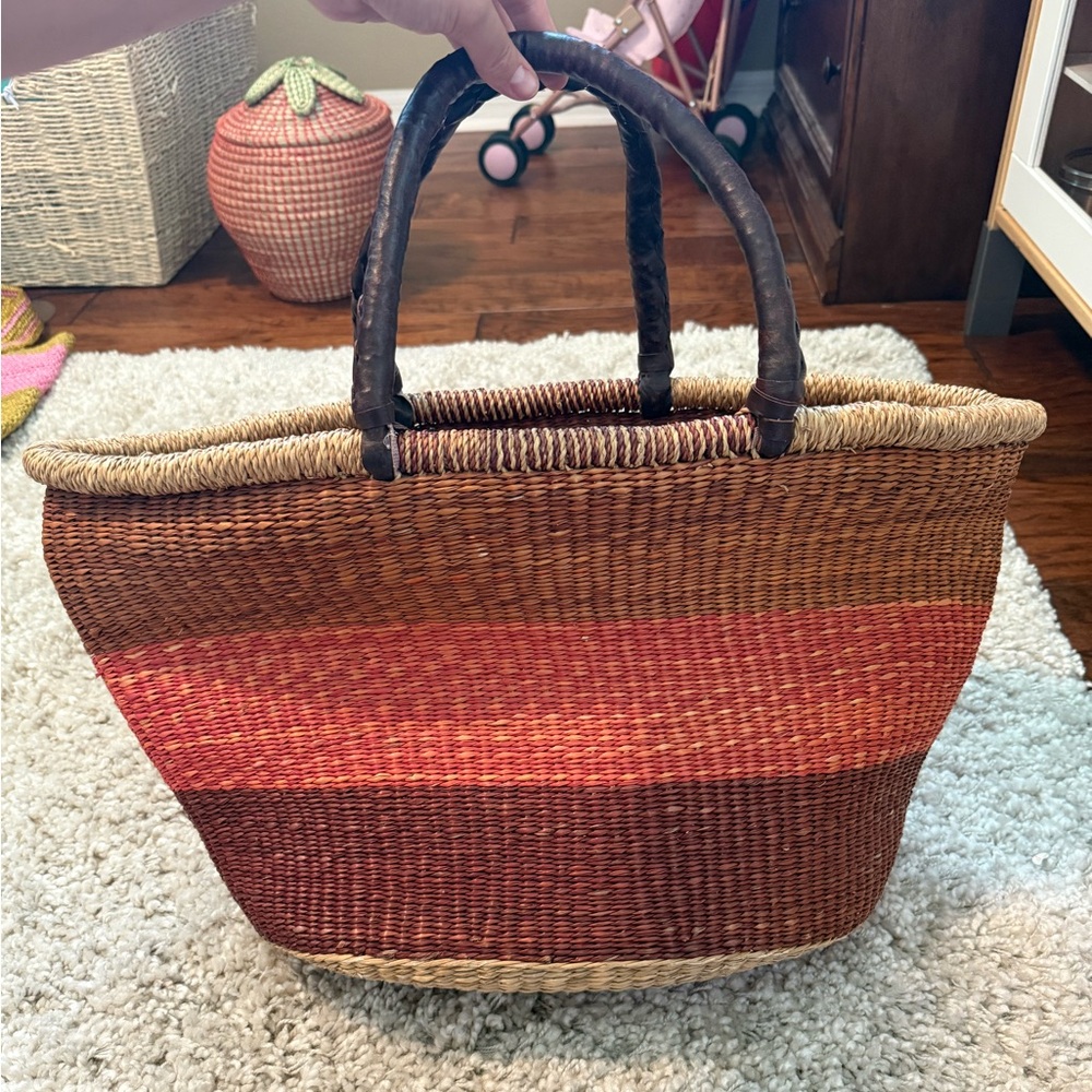 Handwoven Multicolor Straw Tote Bag